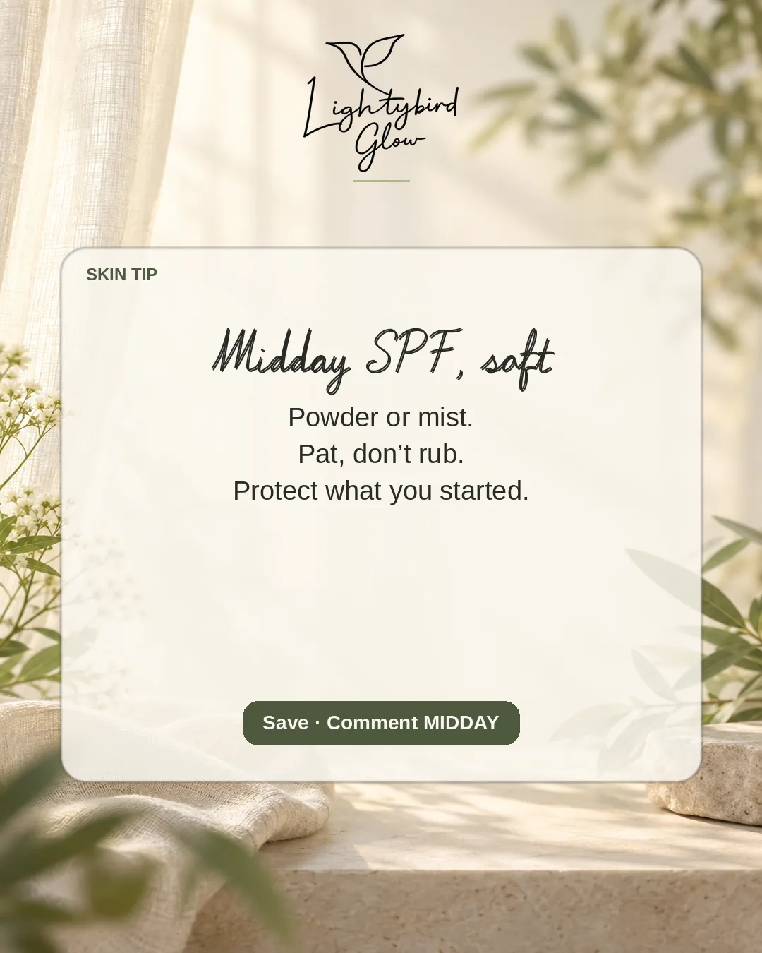 Midday SPF, soft: LightyBird Glow educate post