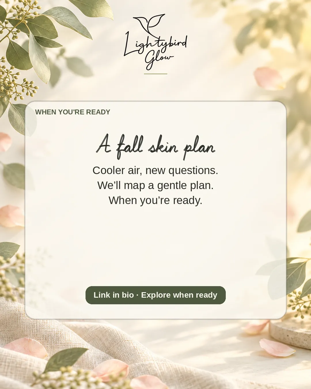 A fall skin plan: LightyBird Glow invite post
