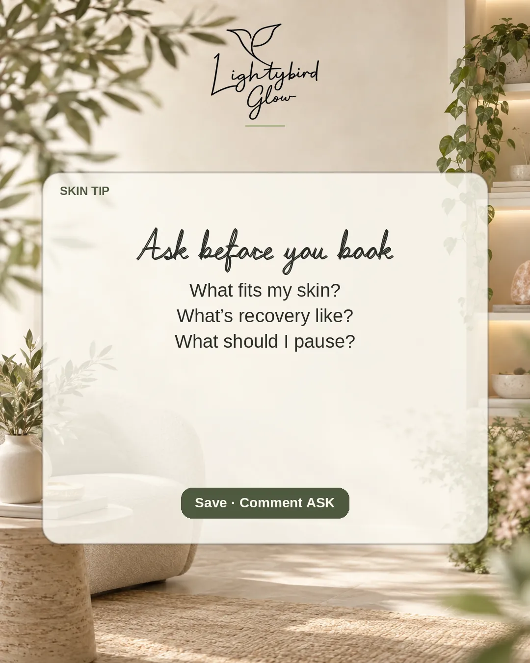 Ask before you book: LightyBird Glow educate post