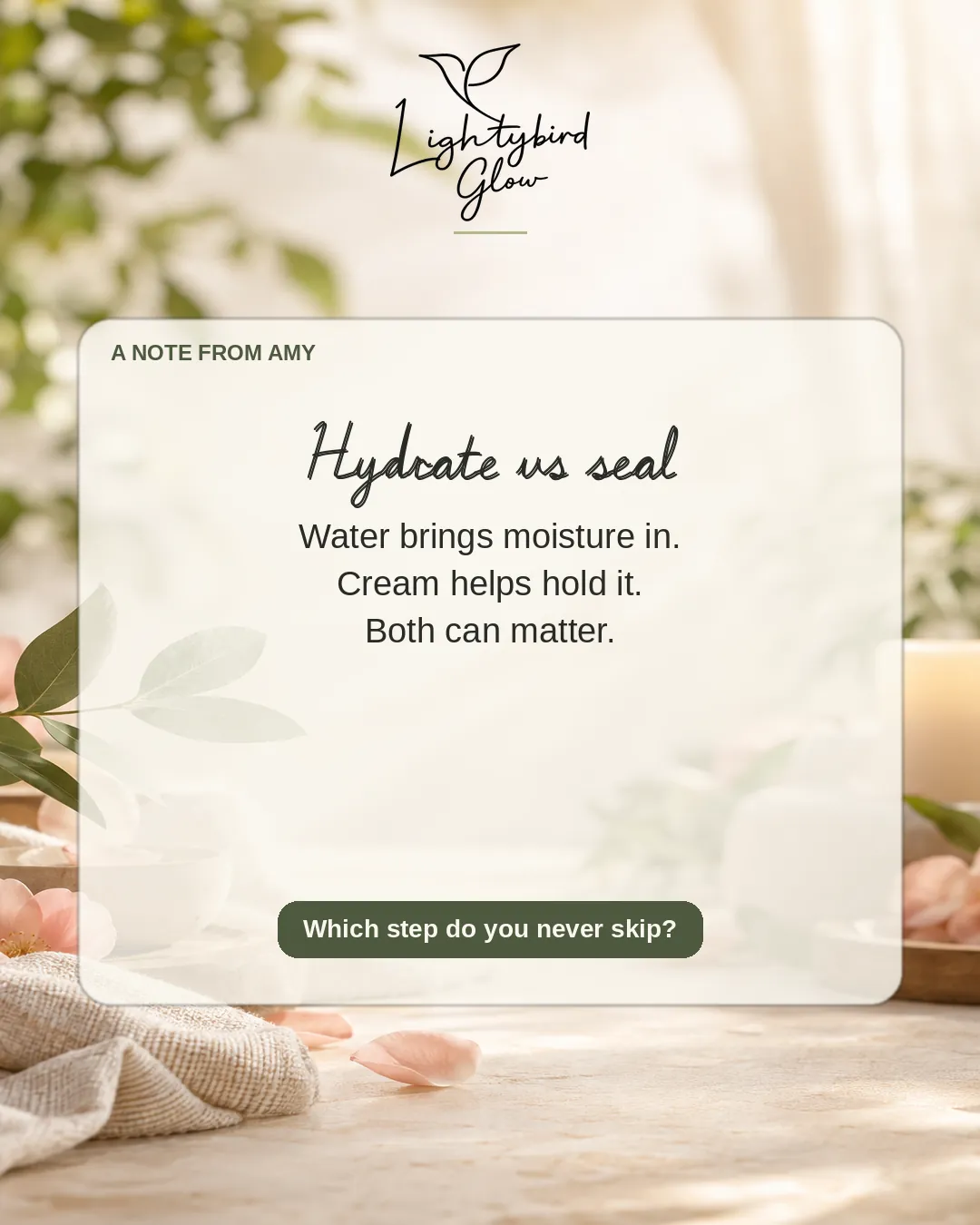 Hydrate vs seal: LightyBird Glow connect post
