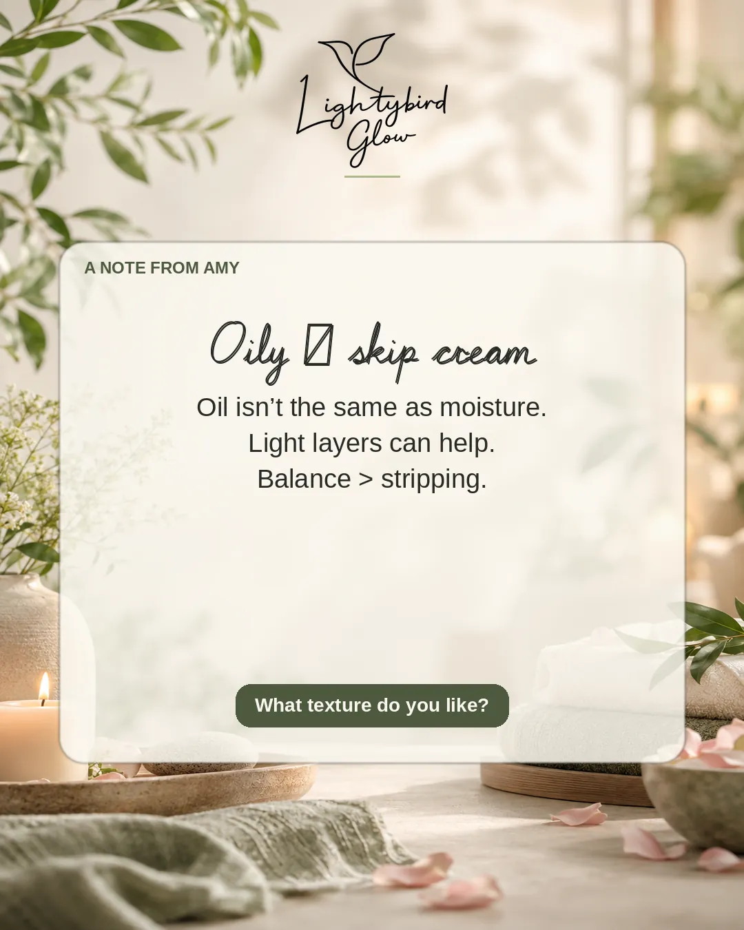 Oily ≠ skip cream: LightyBird Glow connect post